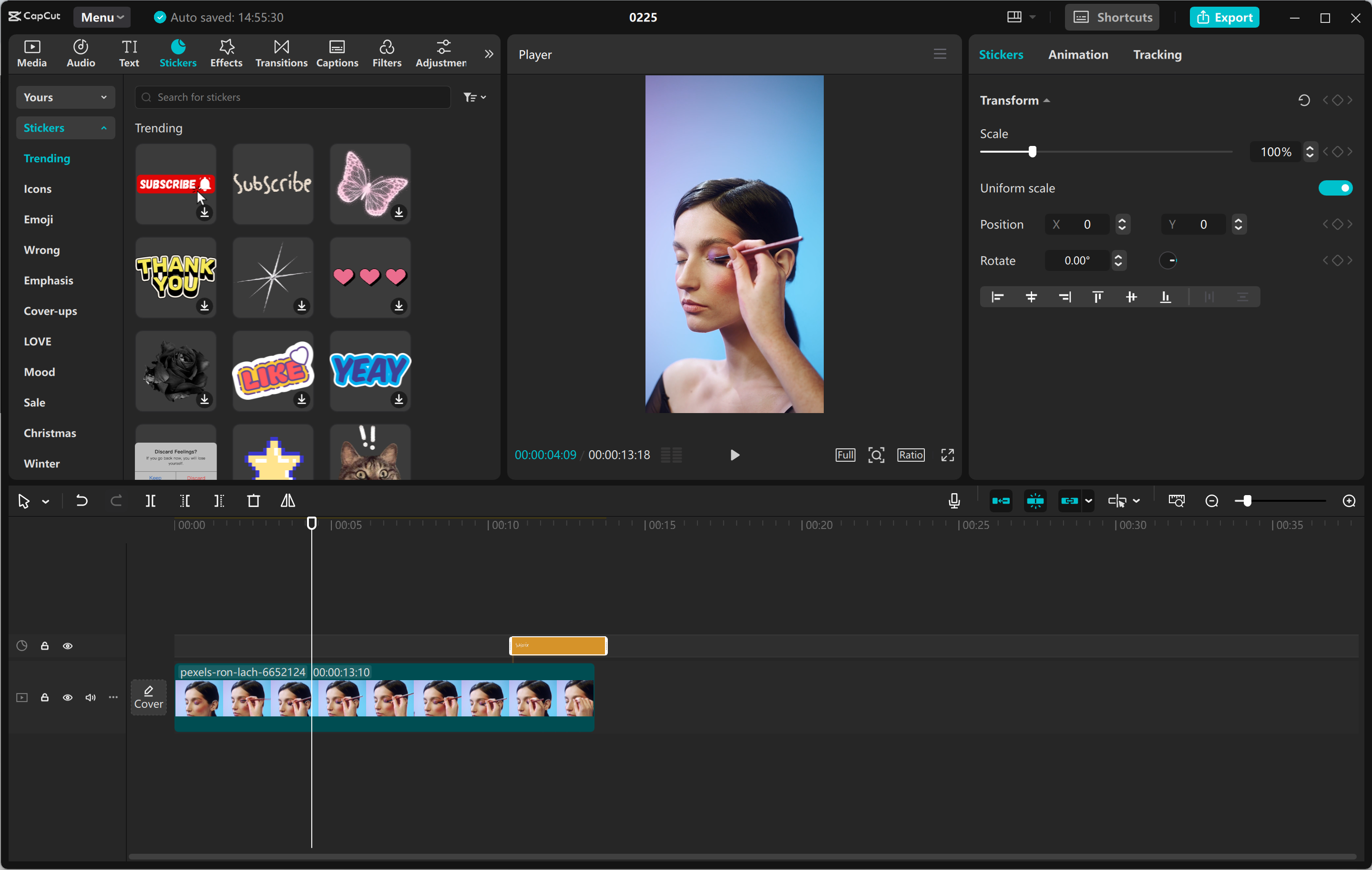 Interface of the CapCut desktop video editor - the popular tool for creating high-quality reels