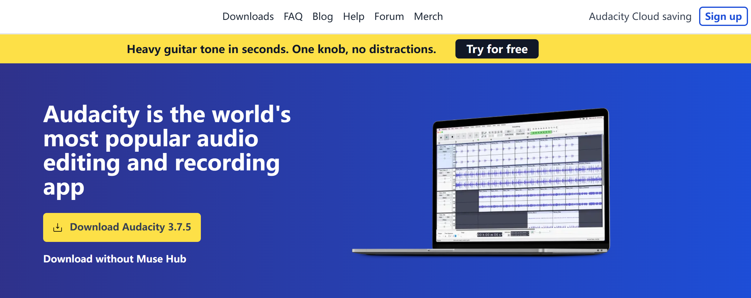 Interface of the Audacity voice changer