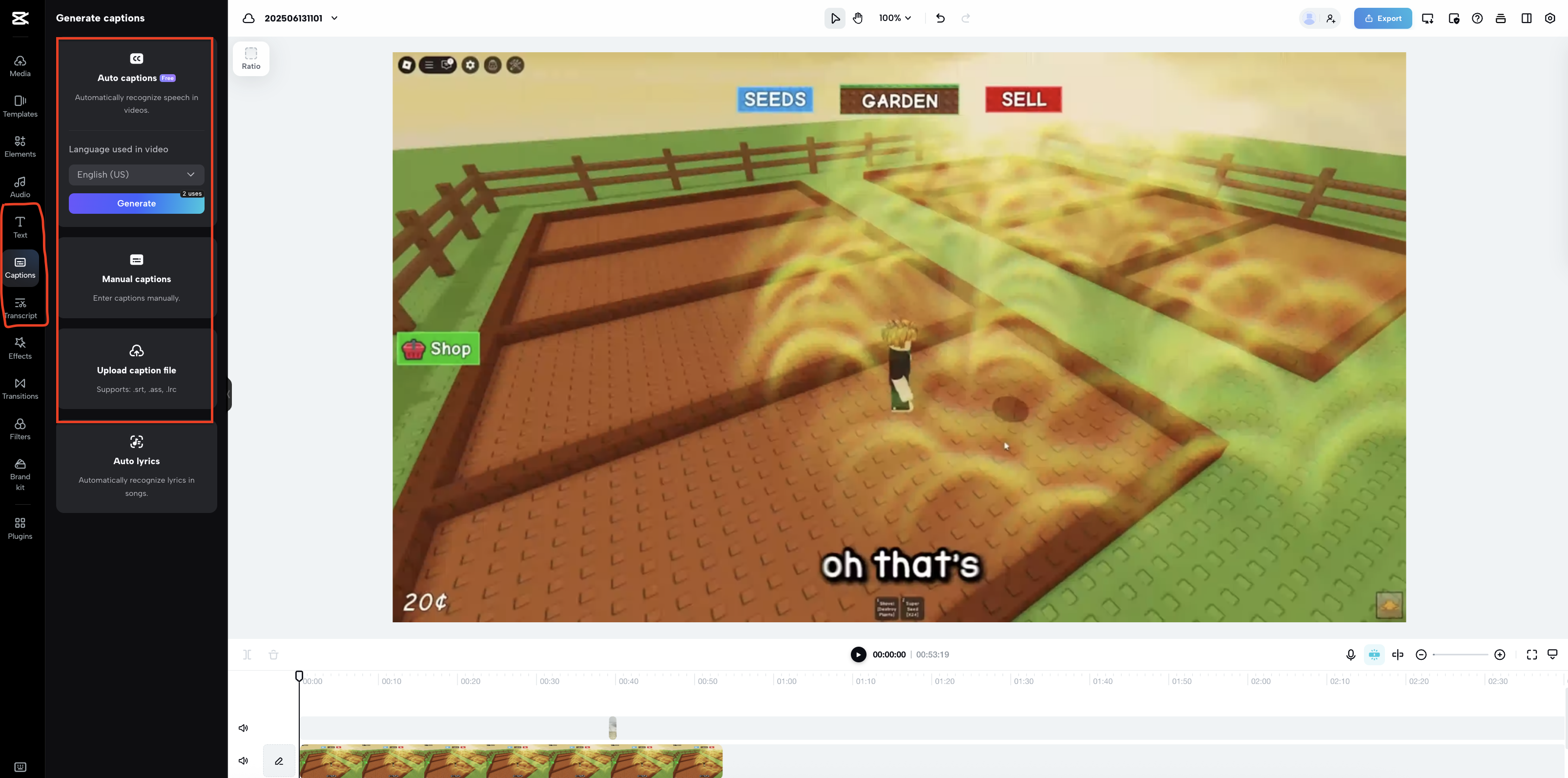 Add auto captions and smart editing