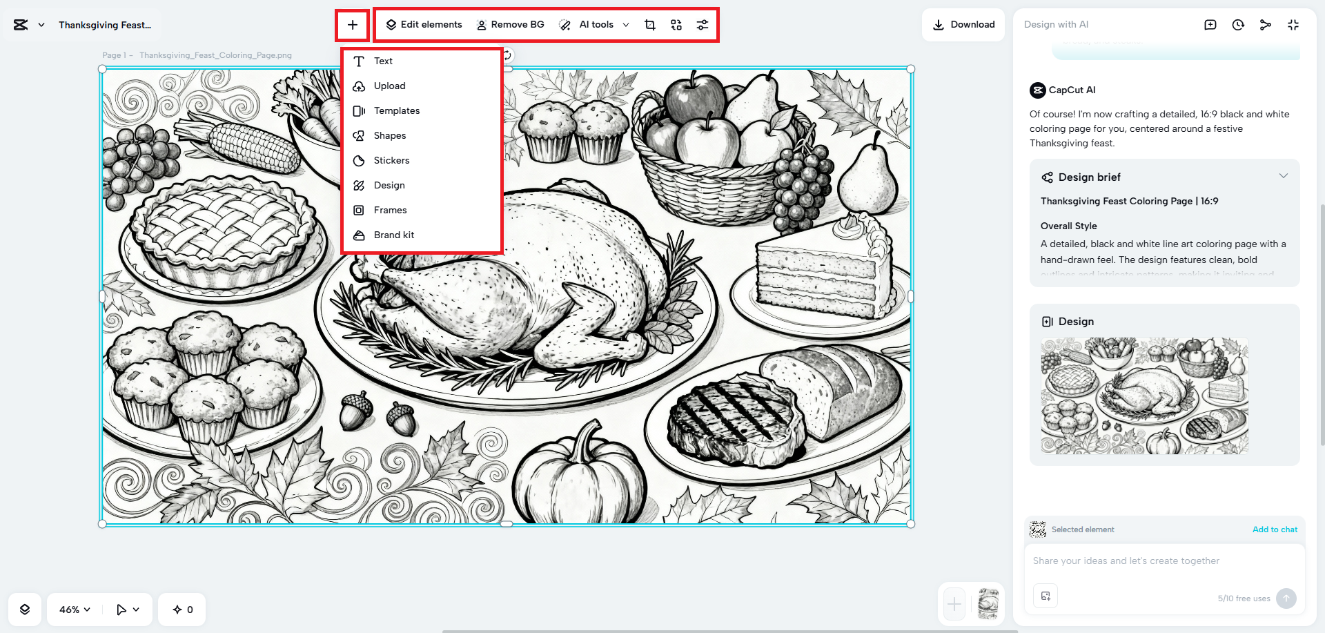 Manually customize your coloring page image