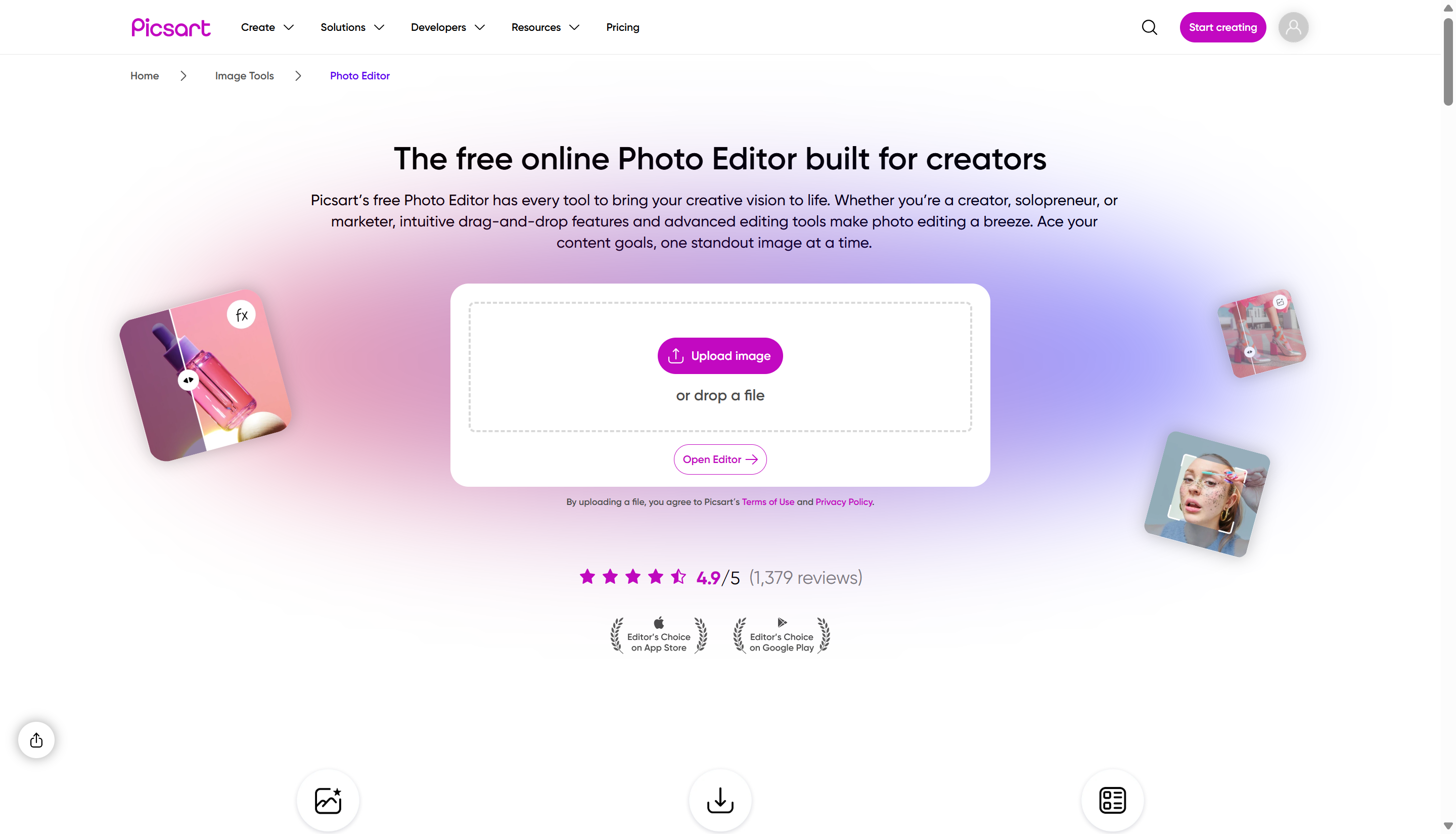 Upload your image to Picsart
