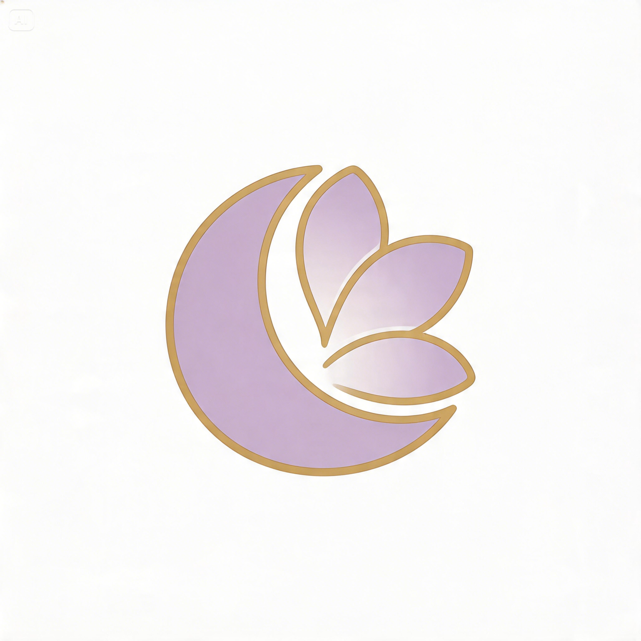 Dreamina Luna Bloom icon-only logo mark combining crescent moon and flower petal