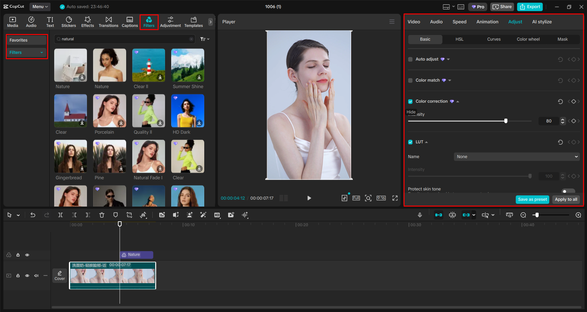 Adding filter to a TikTok video with the CapCut desktop video editor