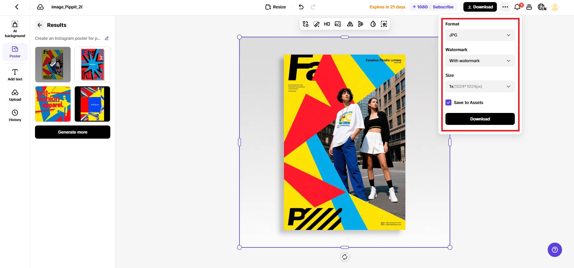 Preview and export your poster