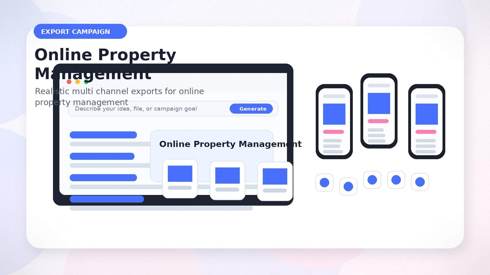 Online Property Management realistic export campaign visual for online property management