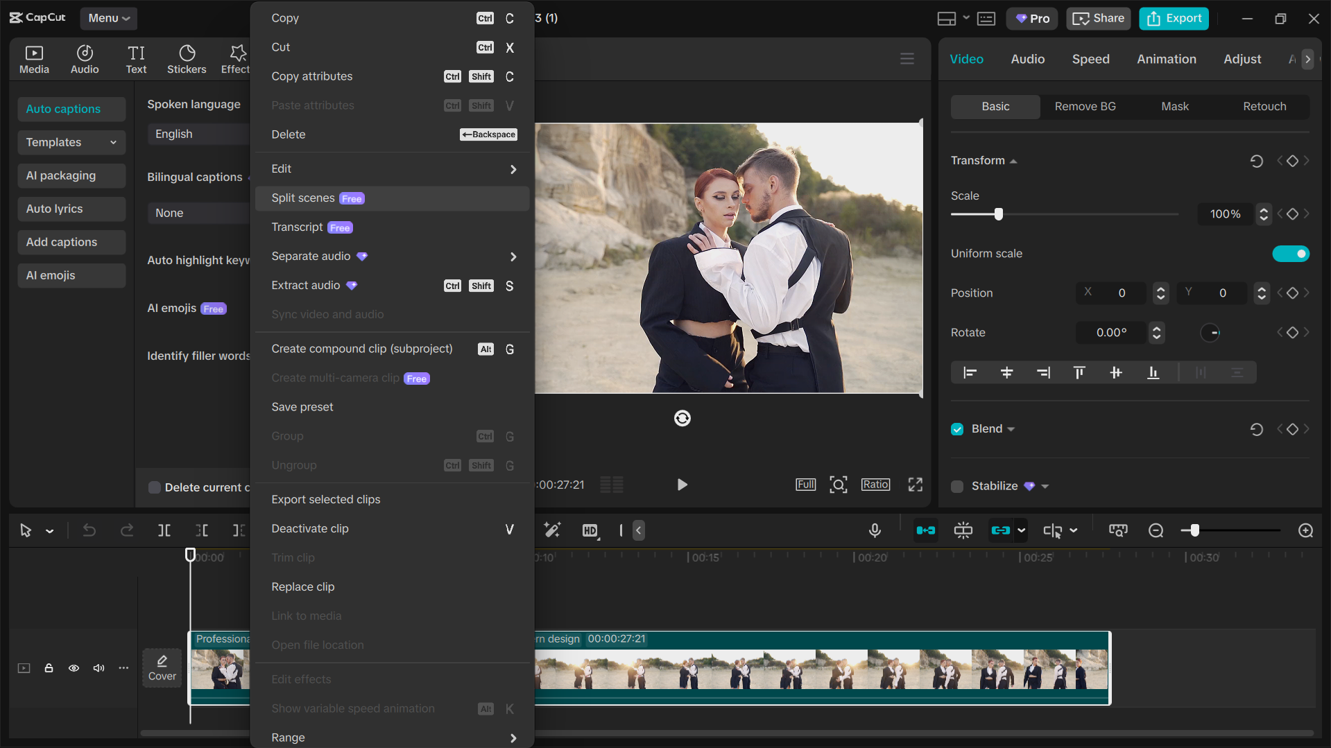Interface of the CapCut desktop video editor