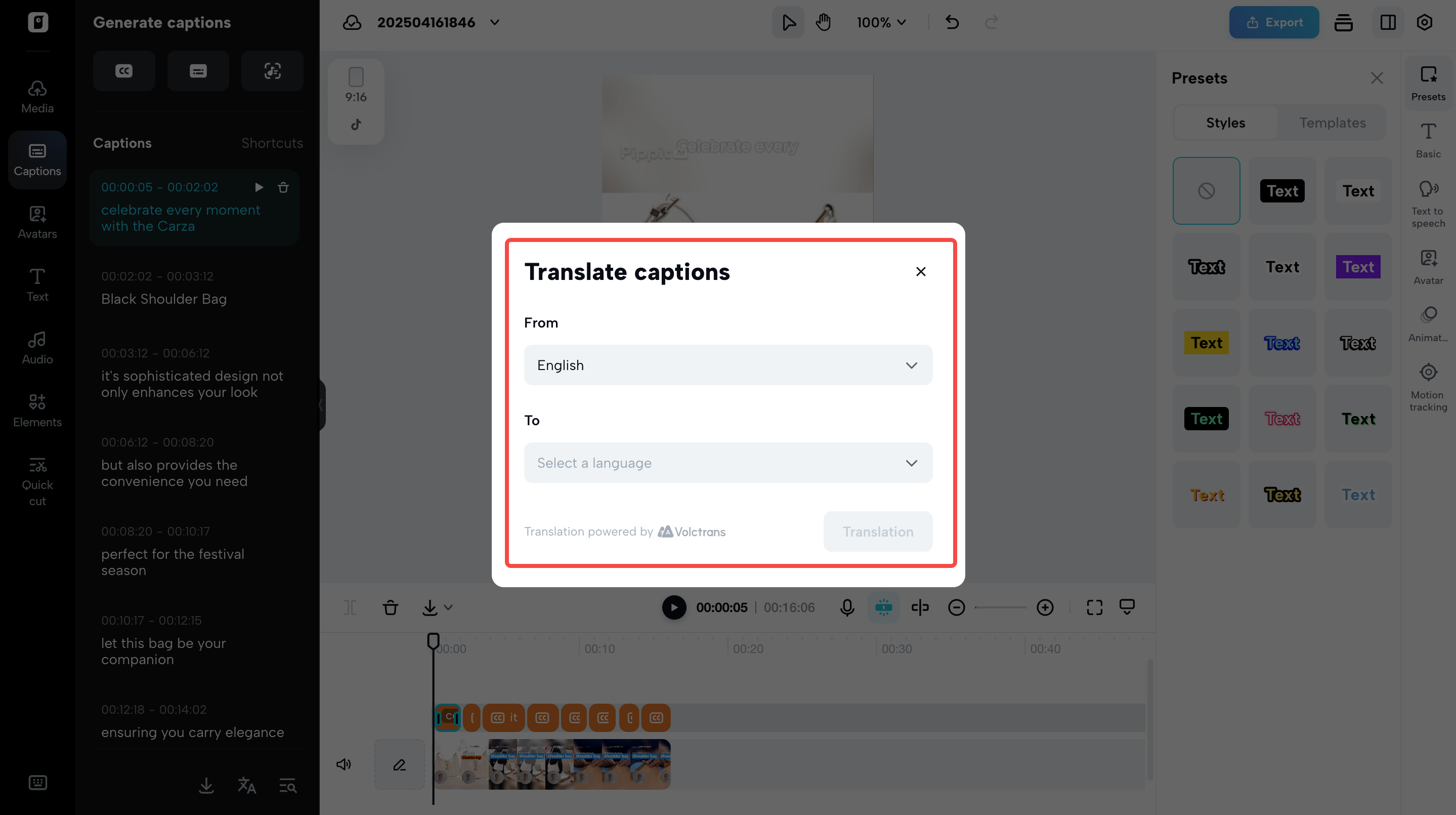 Edit and add AI automated translation