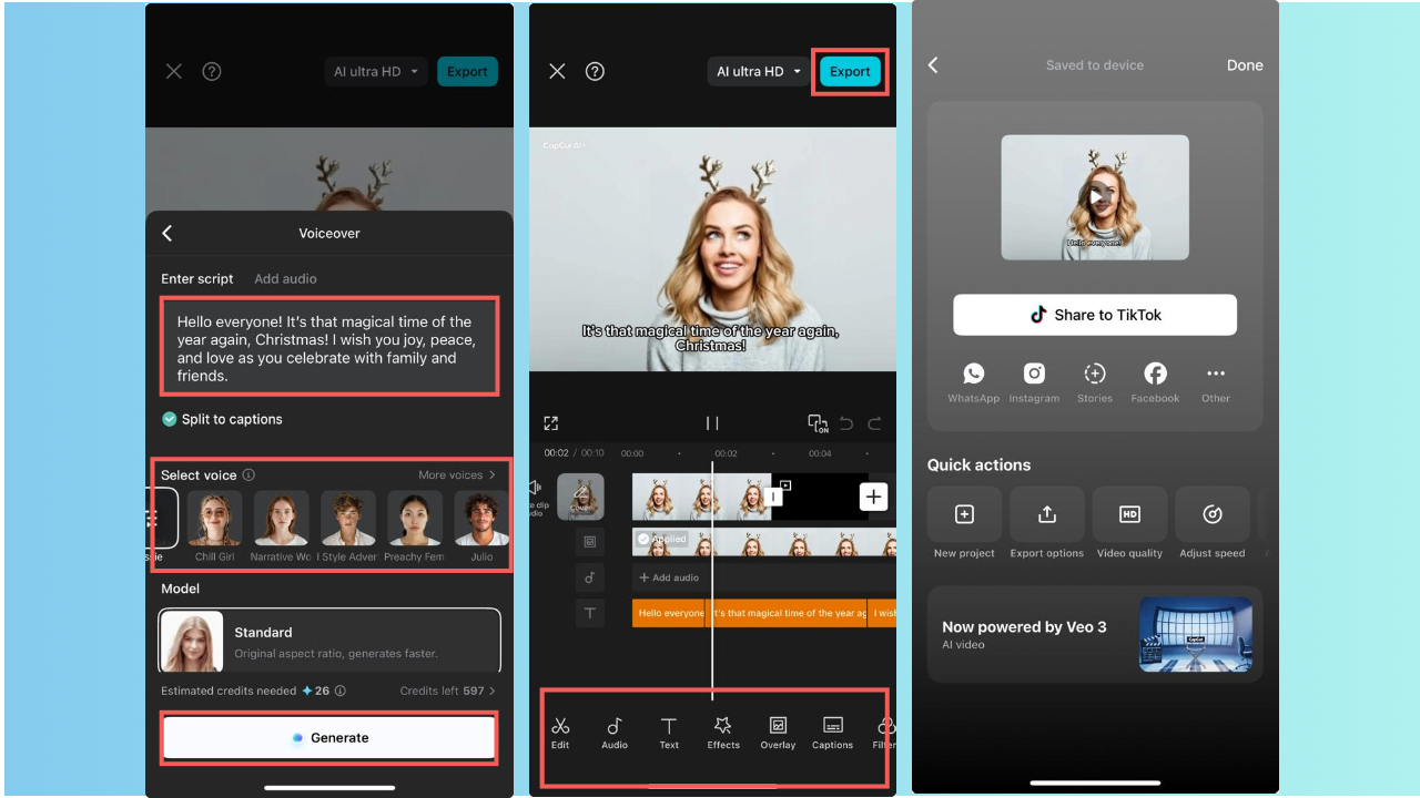 Input script, generate, and download your Christmas video