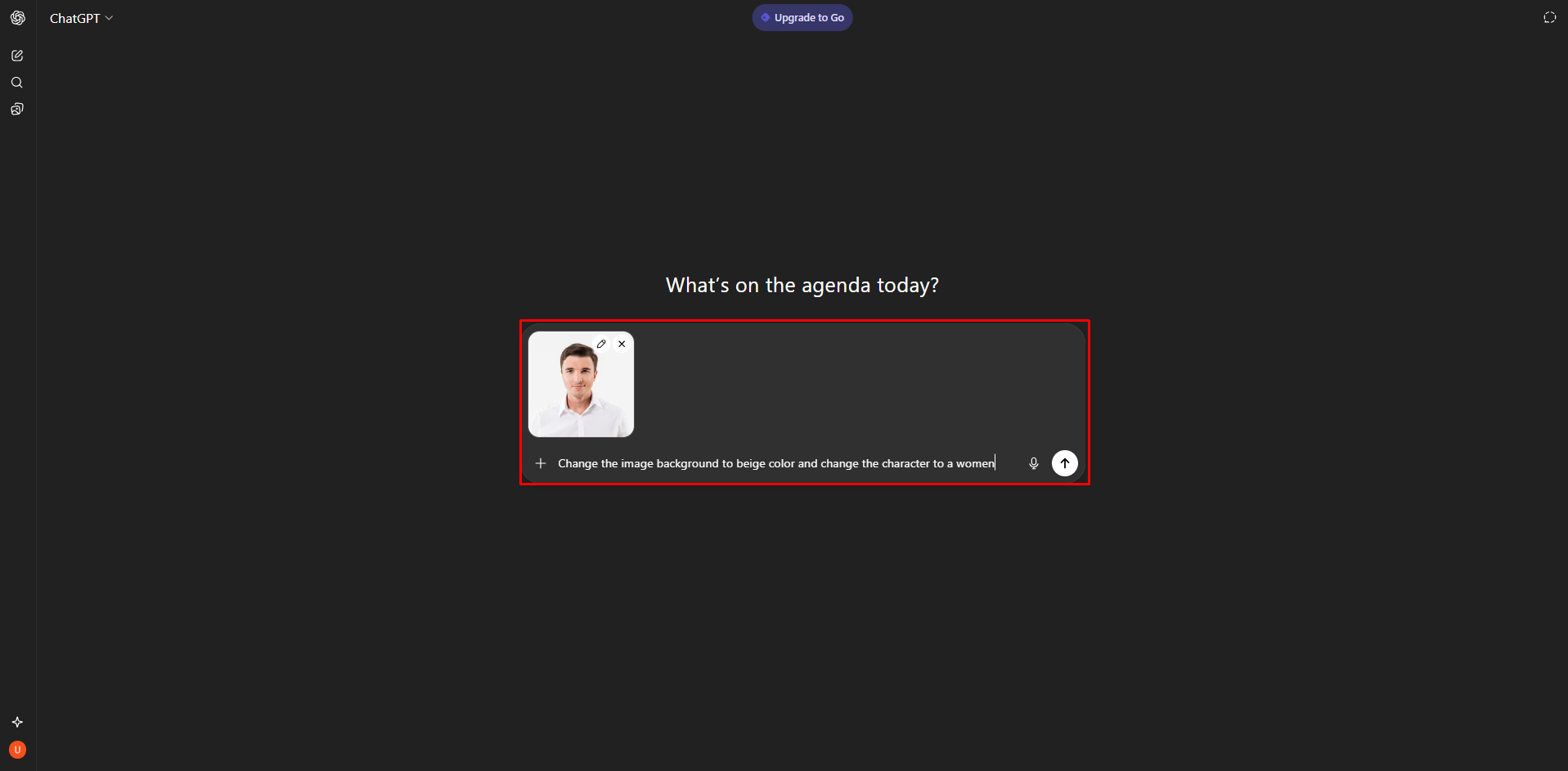 Uploading an image to ChatGPT