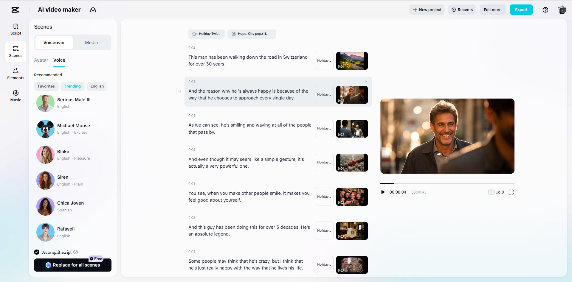 Interface of the CapCut desktop video editor - one of the best AI video maker