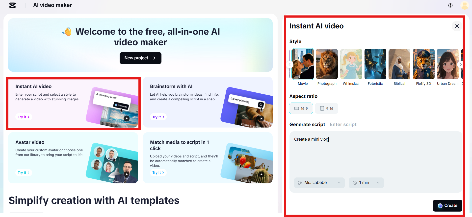 Enter script or generate with AI