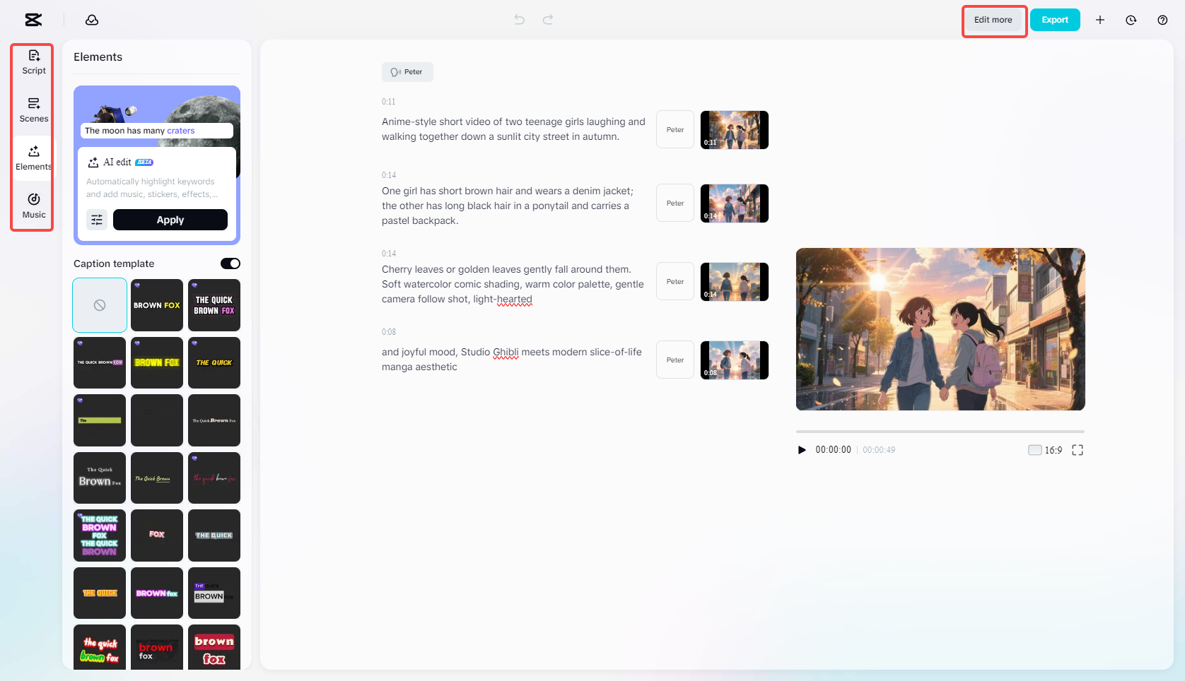 Enhance the anime video with music