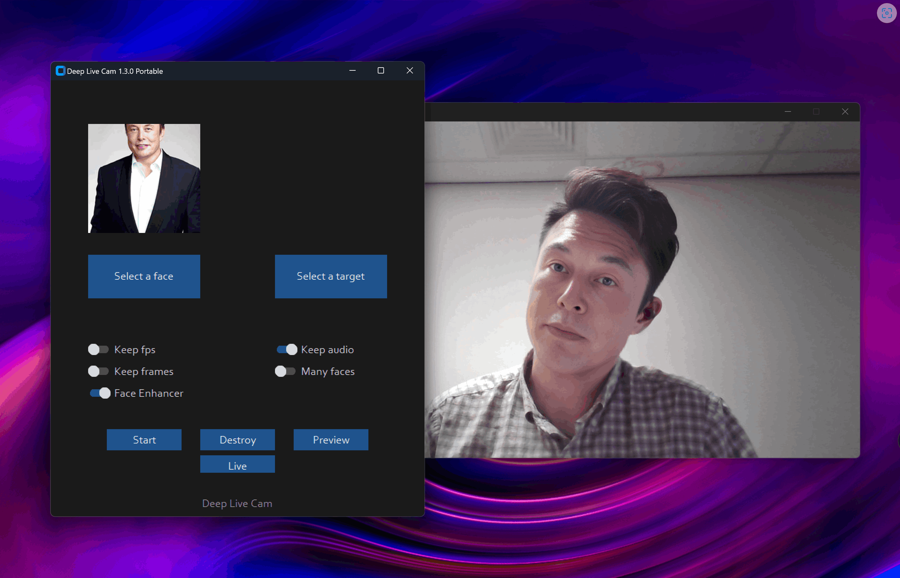 DeepFaceLive generative video AI open source software