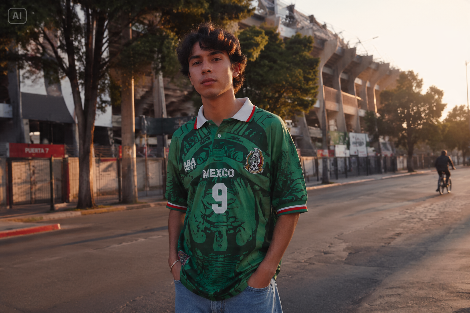 Vintage México Fútbol Jersey Foto Callejera