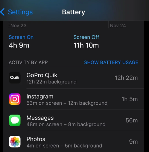 Enabling battery saver mode to remove background activities