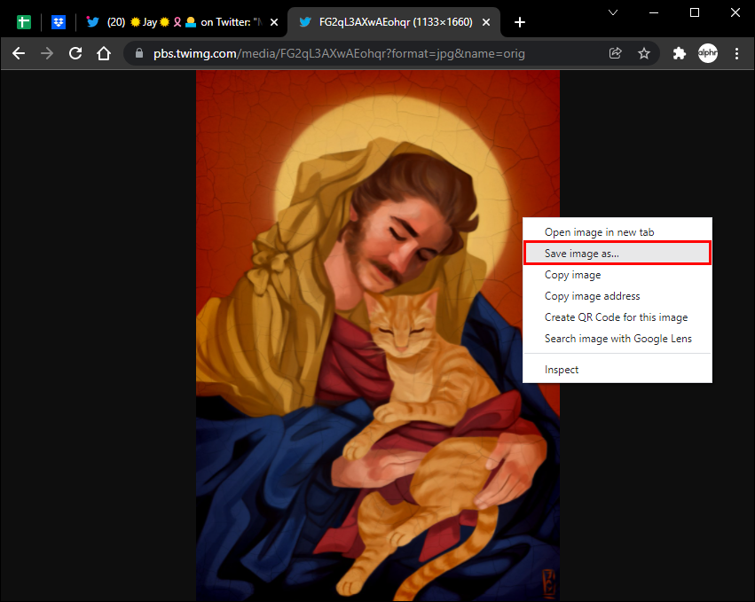 Сохранить изображение профиля Twitter