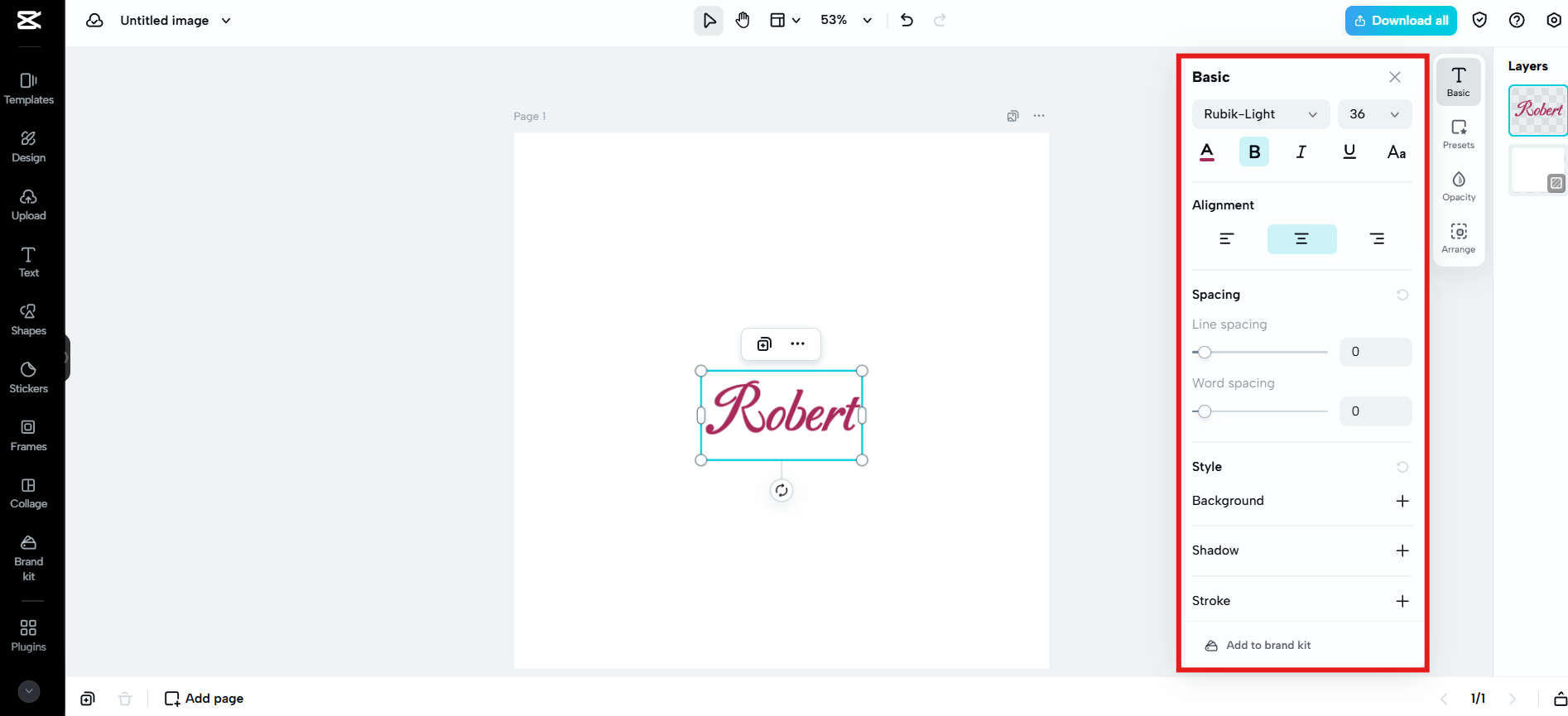 Text customization
