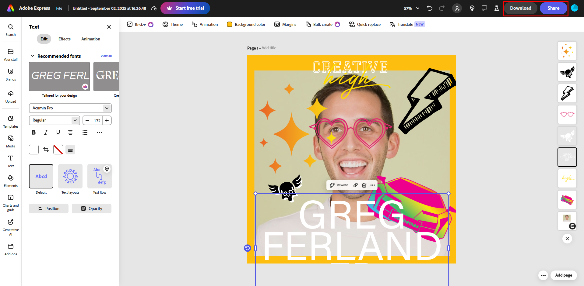 Exporting an image from the Adobe Express photo editor
