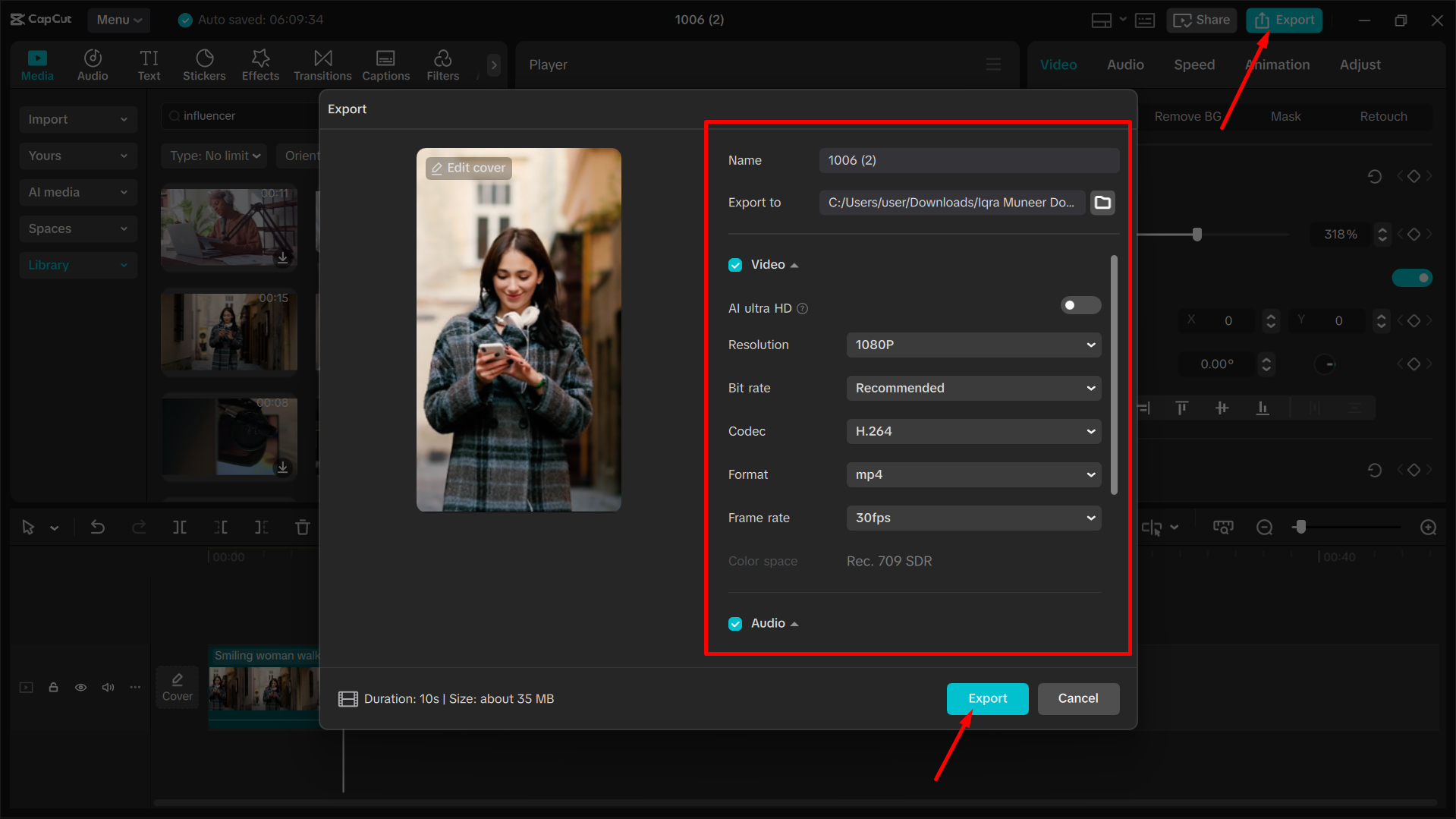 Export your video from CapCut