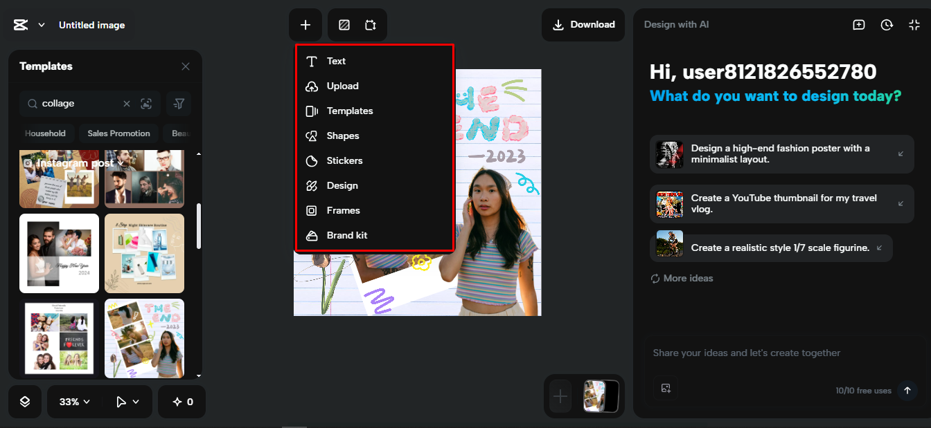 Using built-in tools in Capcut