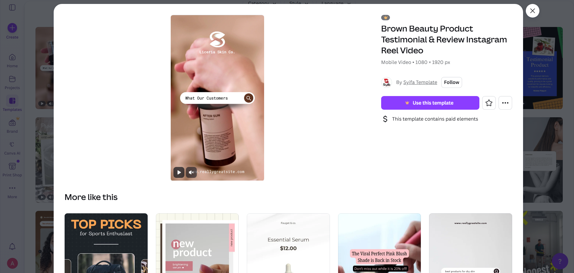 Canva interface