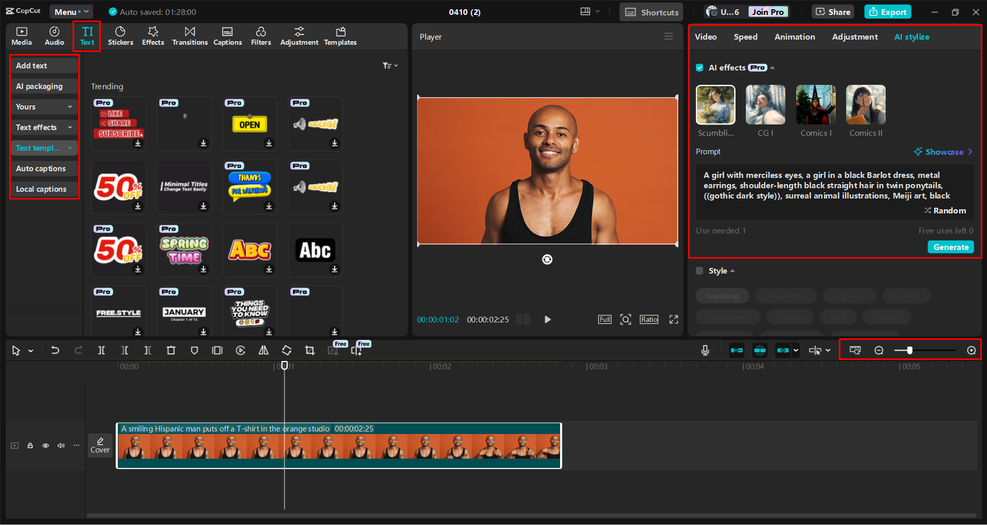Збільшення / зменшення часової шкали в редакторі відео на робочому столі CapCut