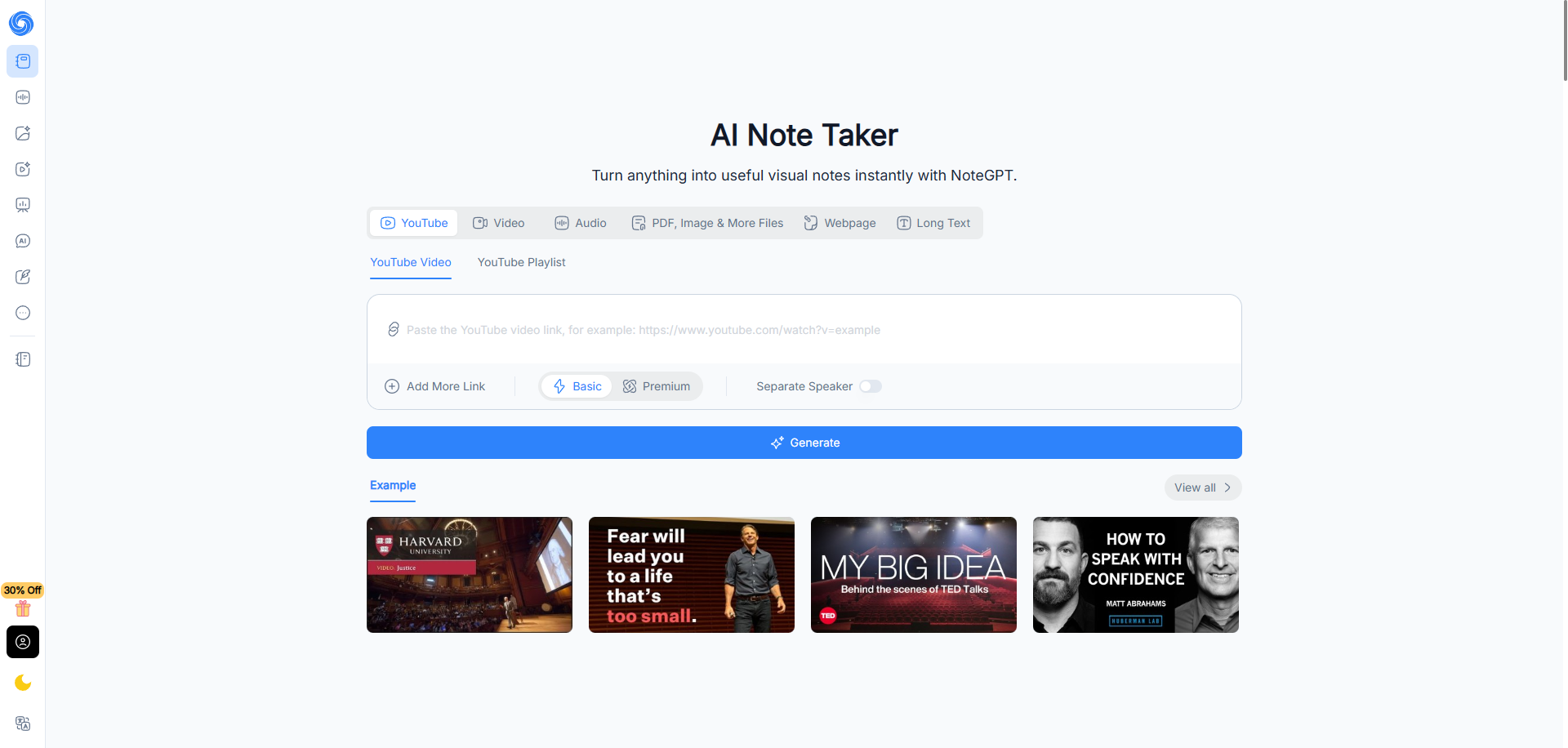 NoteGPT's AI note-taking tool