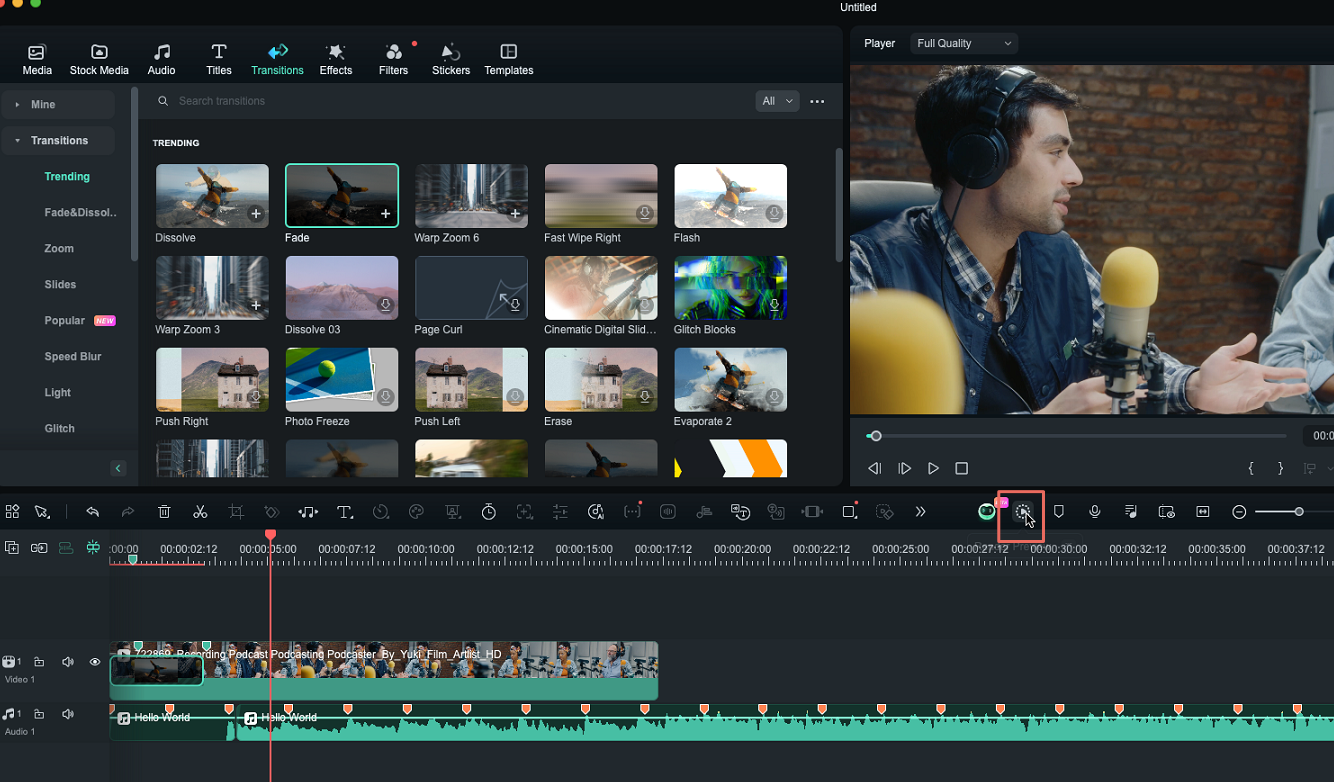 Aplicando o efeito de zoom Wondershare Filmora