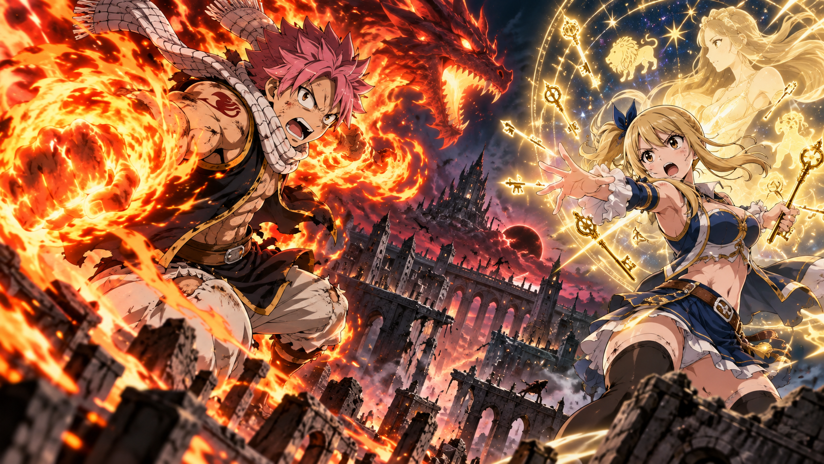 Natsu Lucy anime battle video example