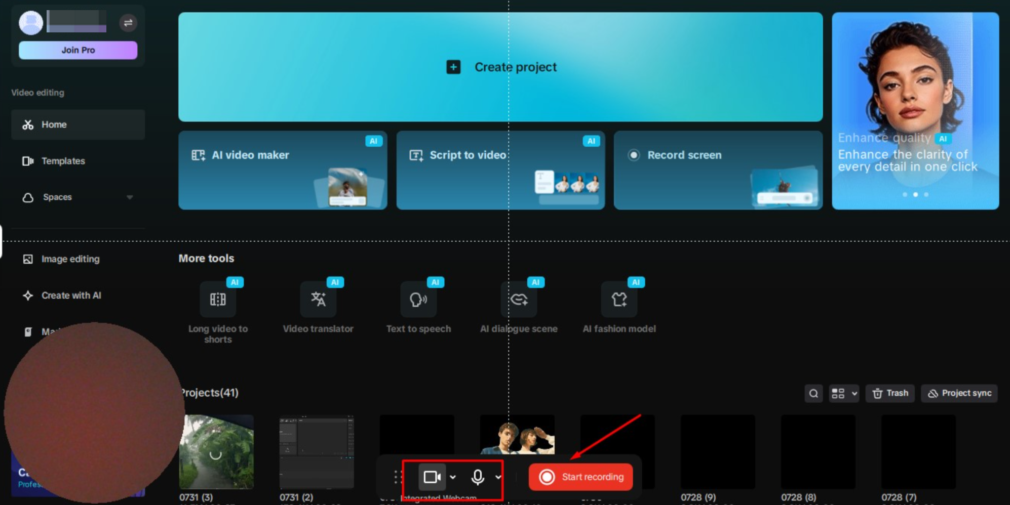 Recording the screen with a Webcam using the CapCaut desktop video editor