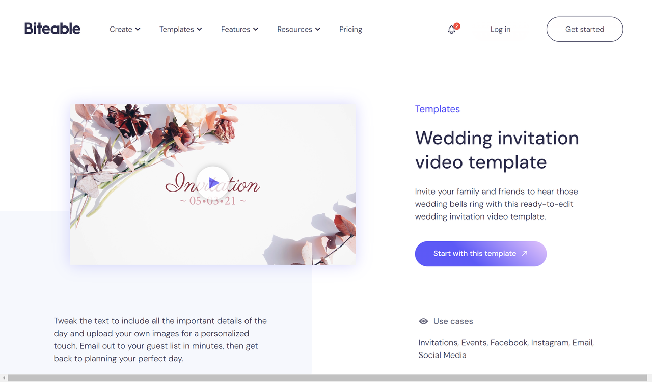 Biteable wedding invitation video templates editor - бесплатные шаблоны свадебных приглашений
