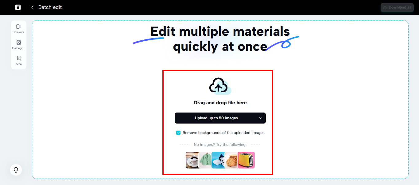 Batch image editor sa Pippit