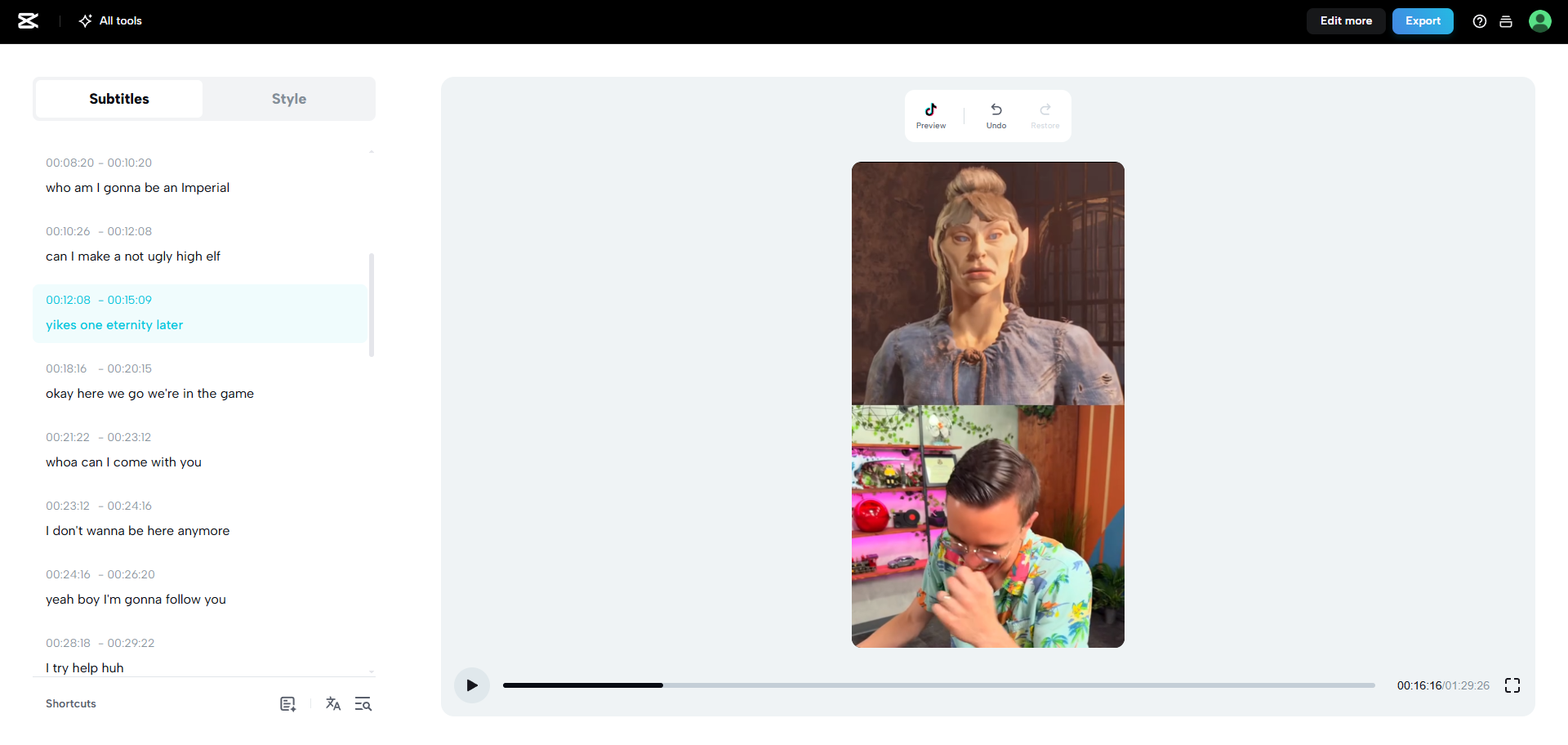 CapCut Web's AI caption feature in action