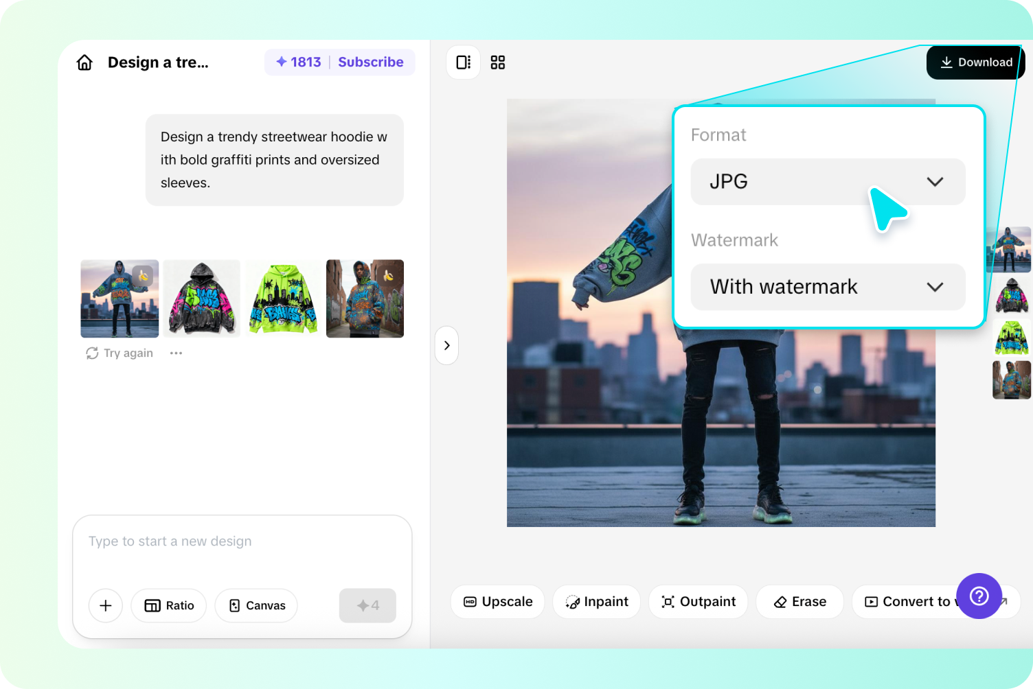 Экспорт дизайнов одежды из Pippit