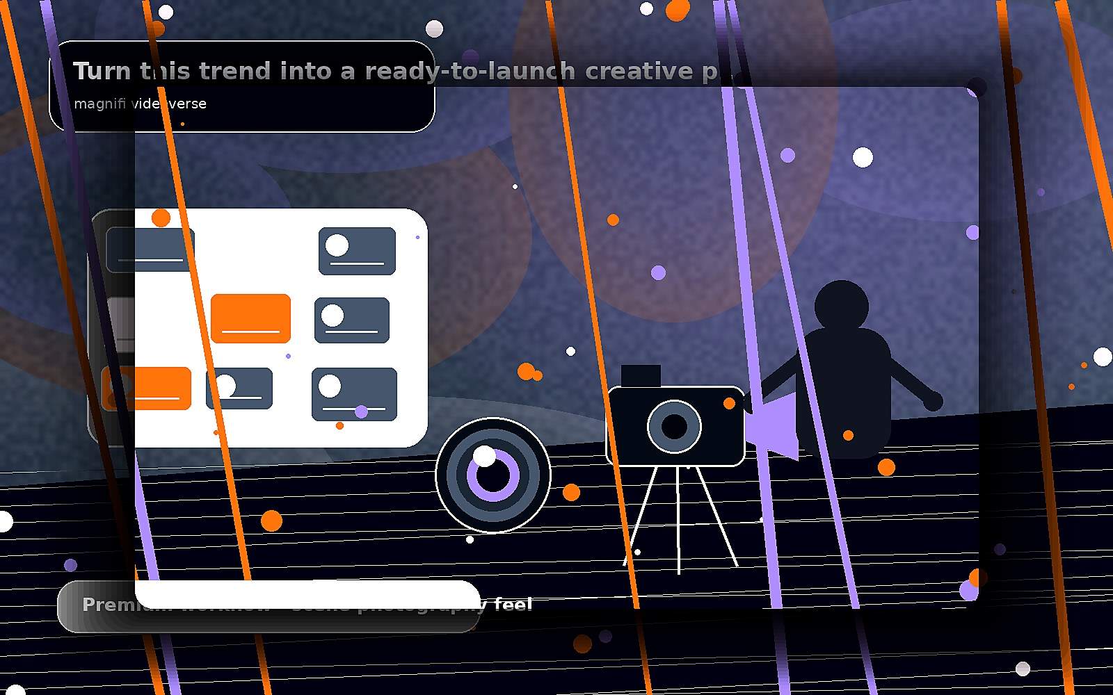 Turn this trend into a ready-to-launch creative plan — premium scene image for magnifi videoverse