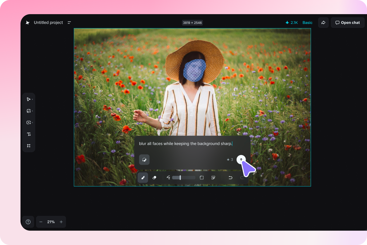 Blur face in photo using Dreamina AI