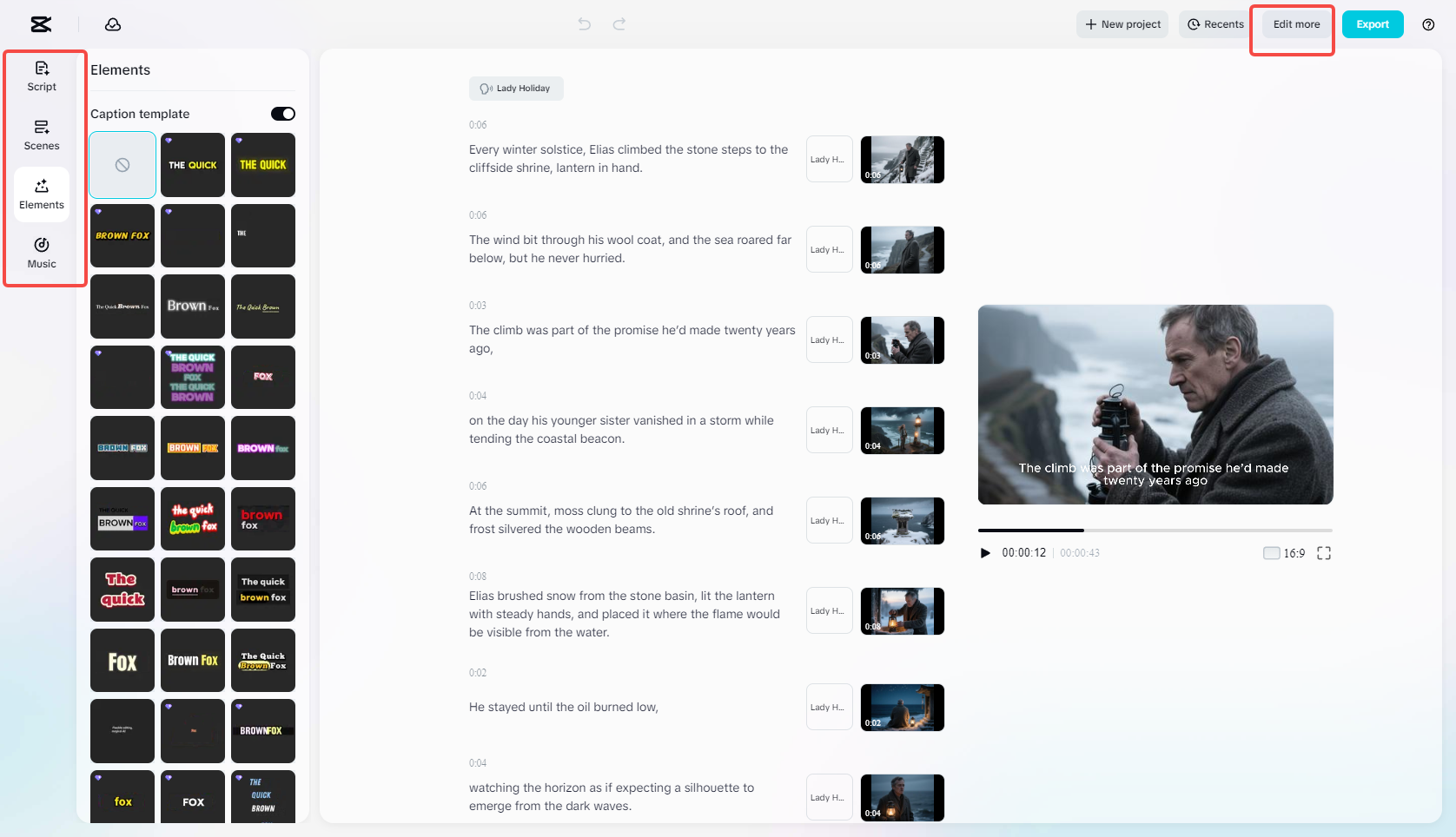 Editing the video in CapCut