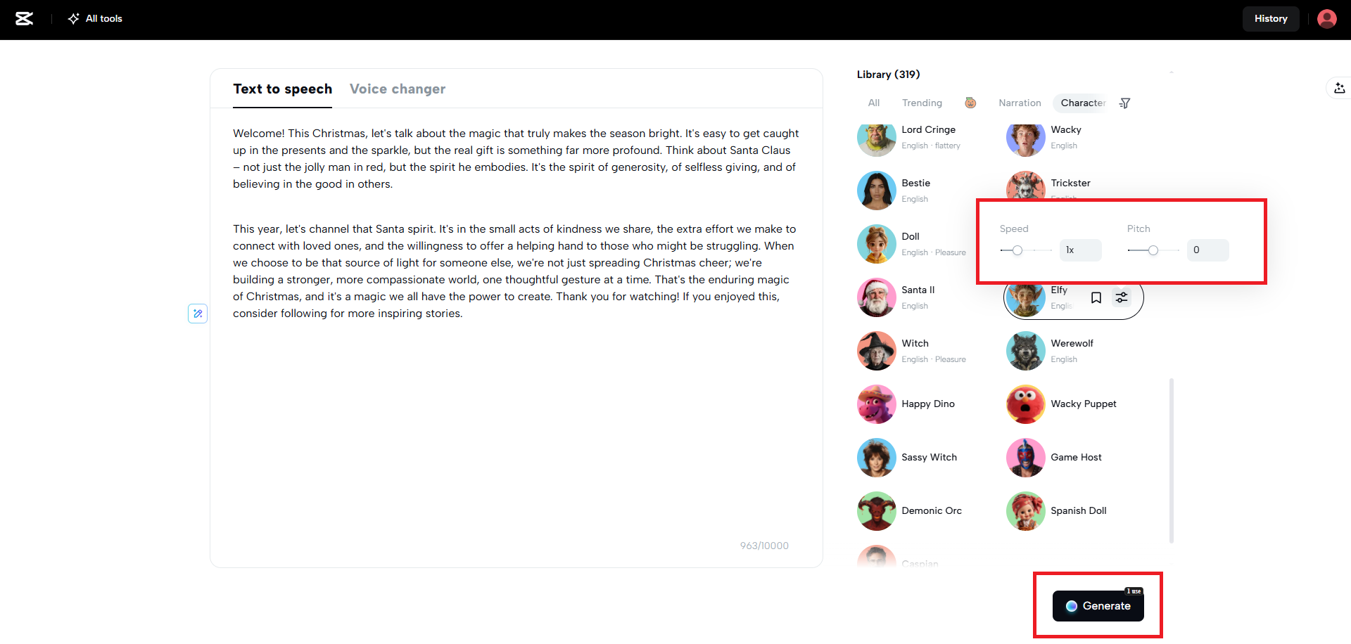 Initiate your TTS generation