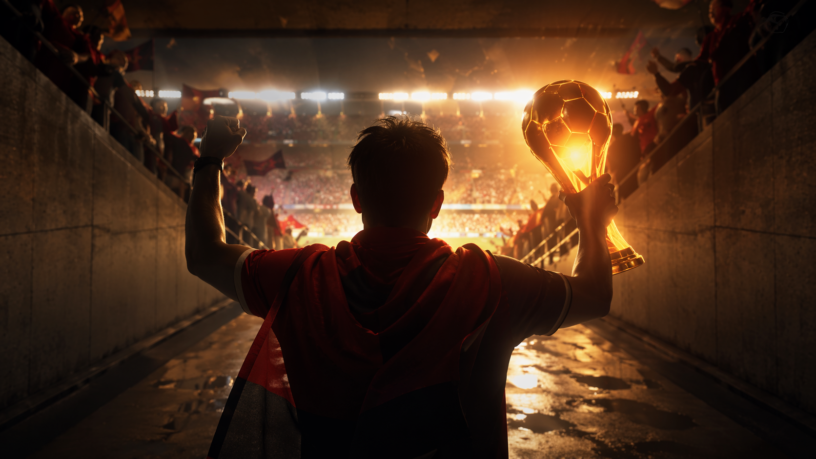 Dreamina mein Fußballfan Moment Prompt Beispiel 5: Trophäe-Licht-Porträt