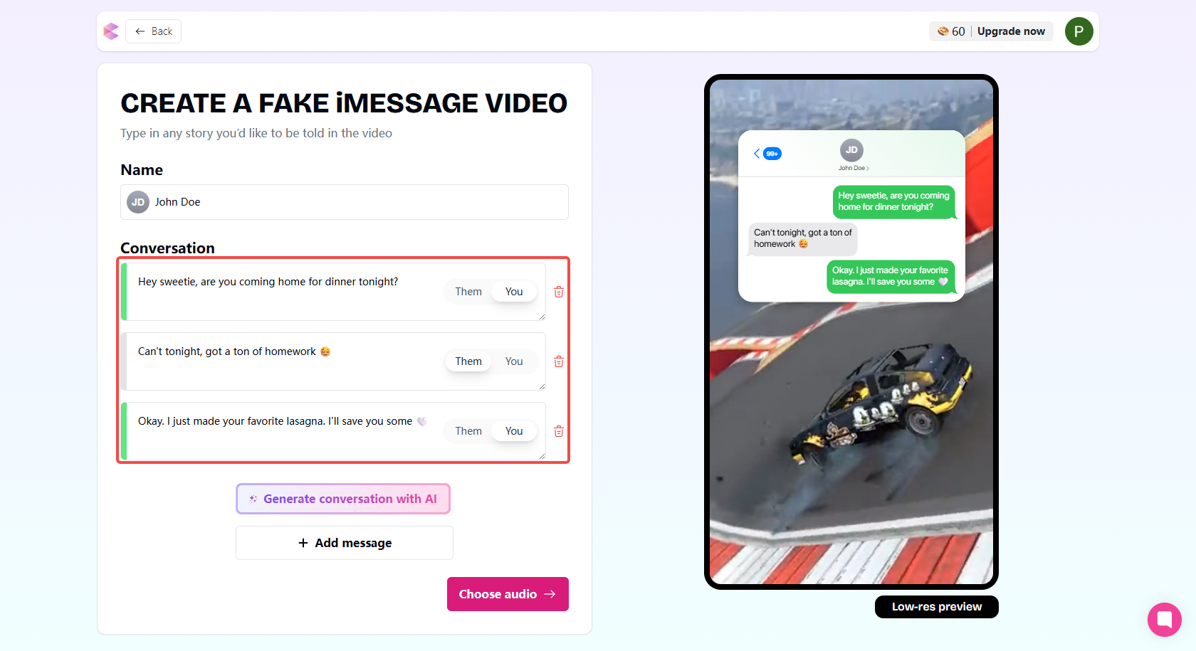 Generate a fake text video using ClipGOAT
