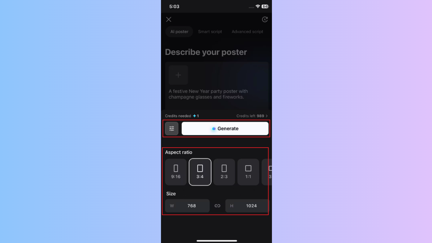Customize settings and generate posters