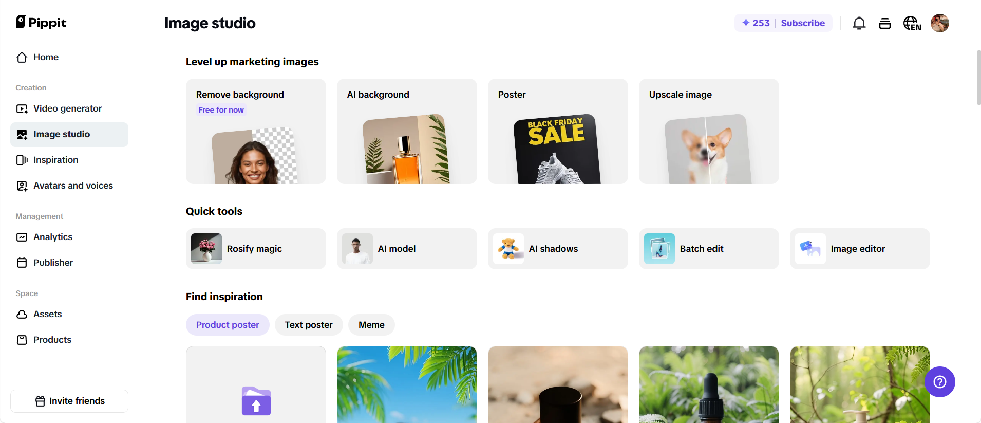 uploading image to Pippit