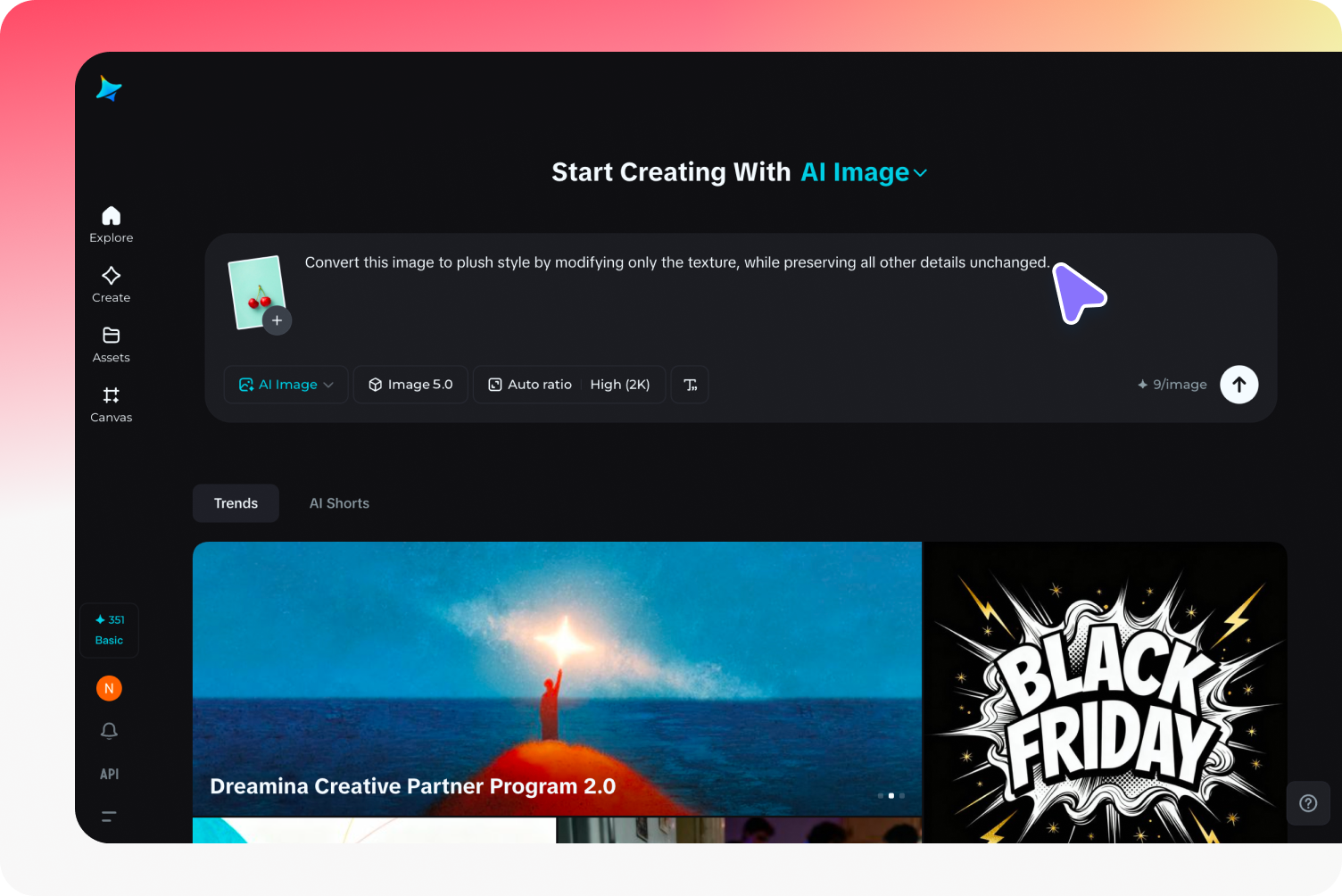  Upload image and write plush style prompt