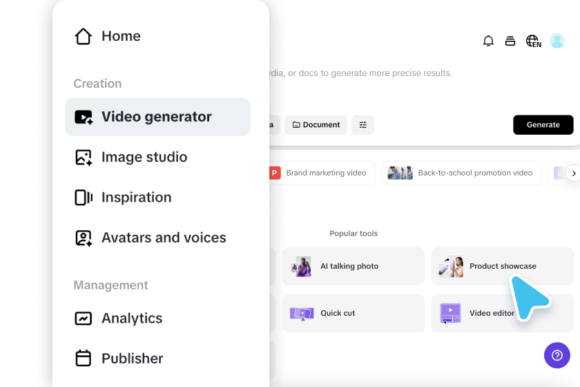 go to the Product showcase feature