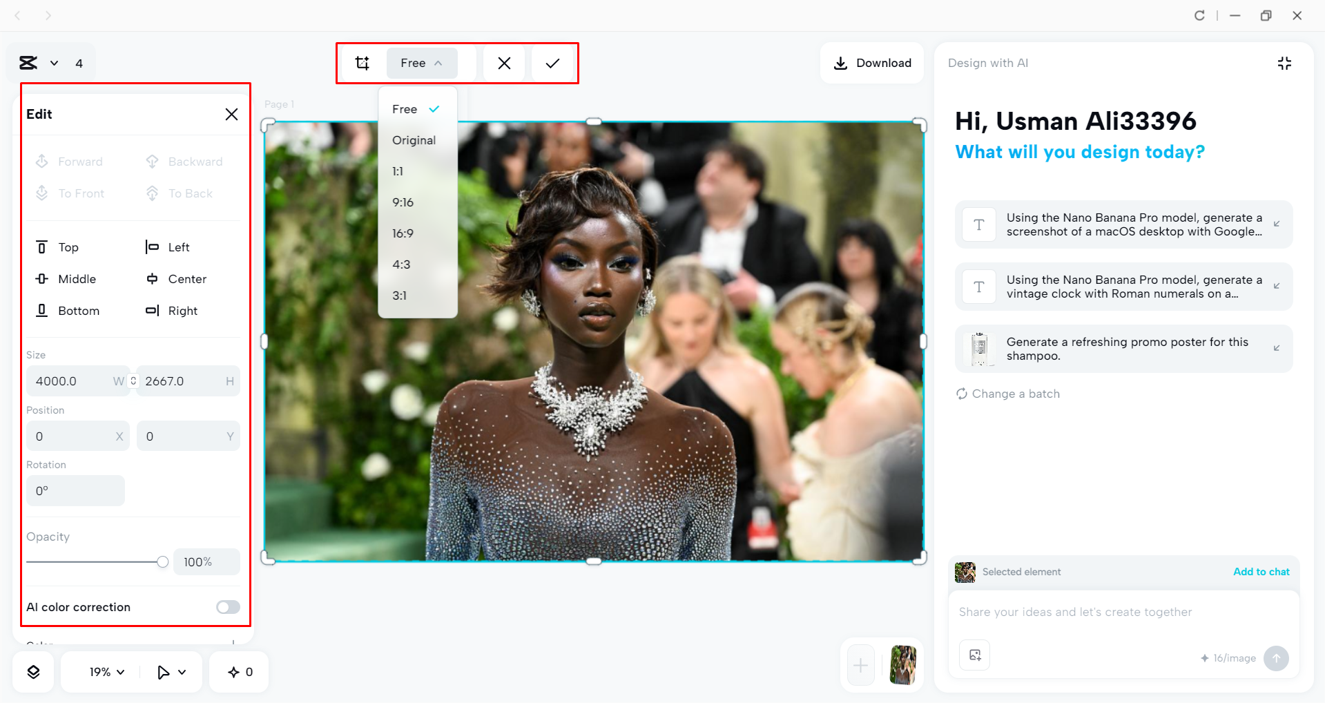 Editing the image with the CapCut desktop video editor