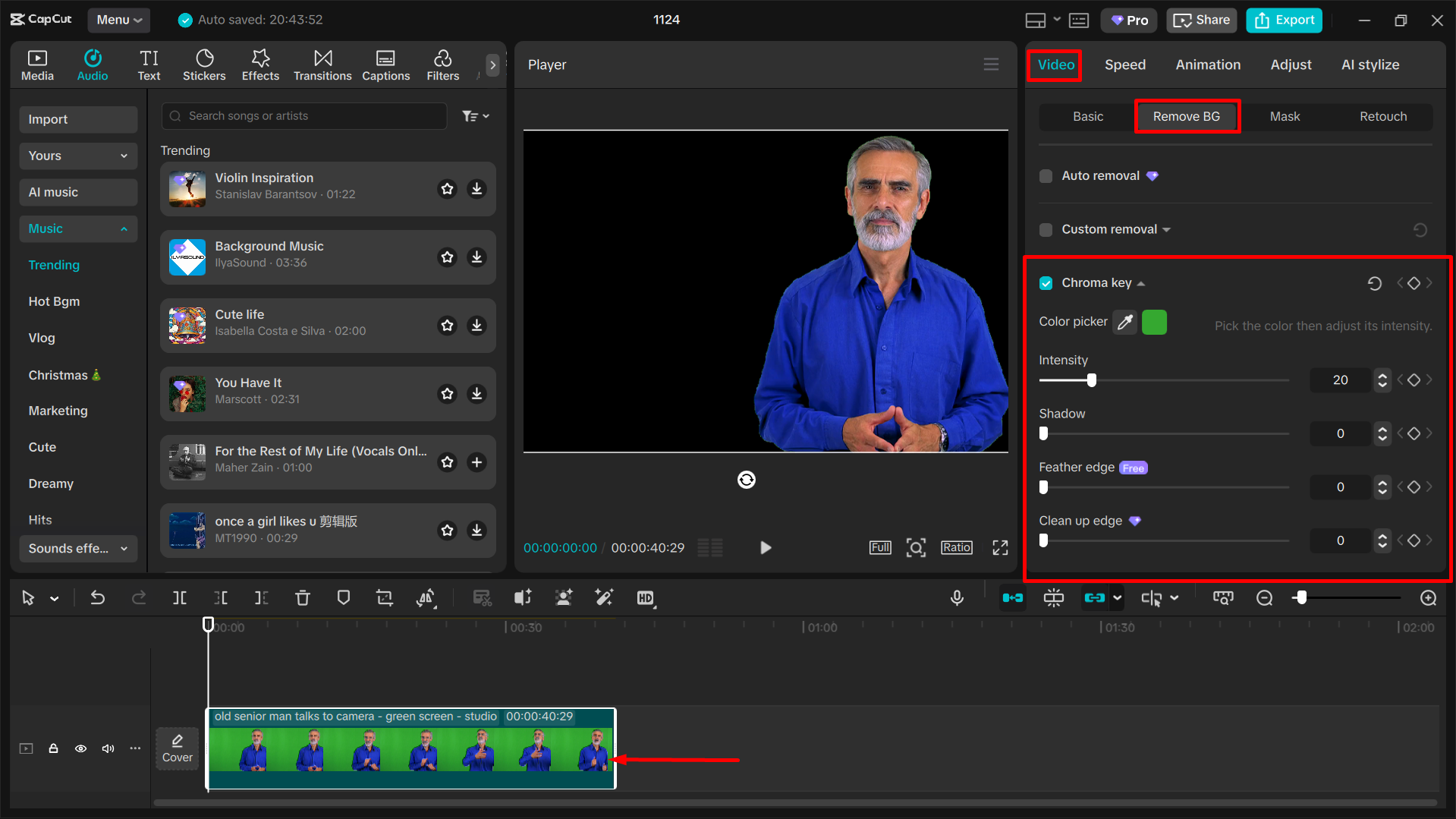 Using the chroma key tool in the CapCut desktop video editor