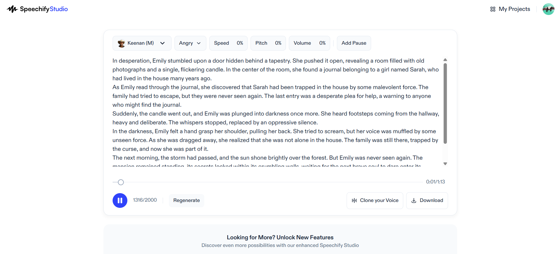 Speechify interface