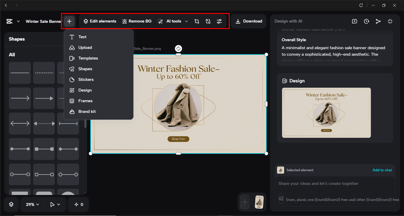 Editing fashion sale in the CapCut desktop video editor