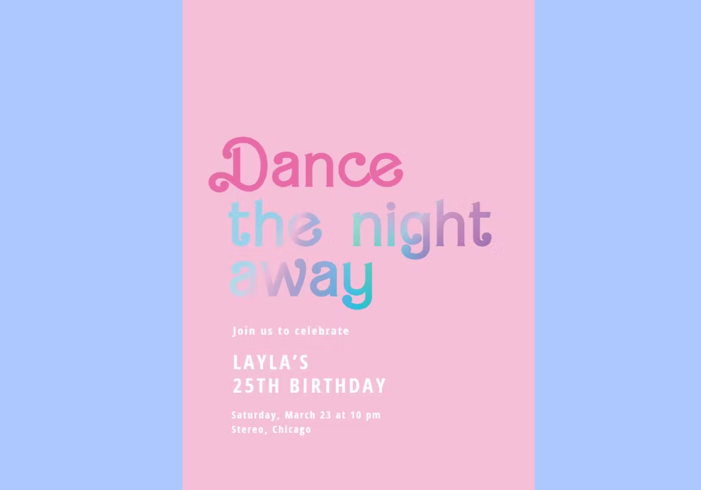Gradient text on invitations