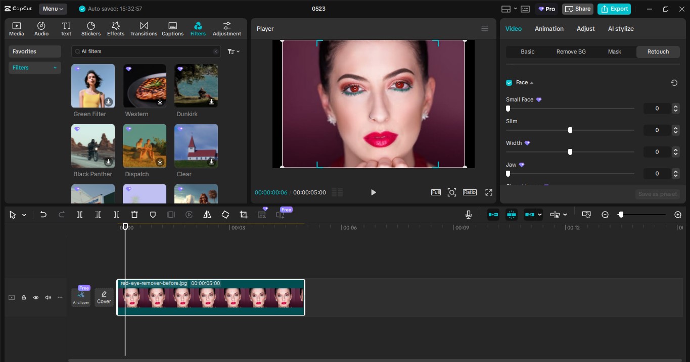 Interface of CapCut desktop video editor -